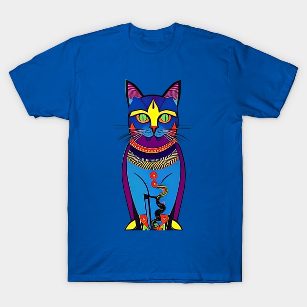 Abstract Geometric Vampire Cat T-Shirt by Liesl Weppen